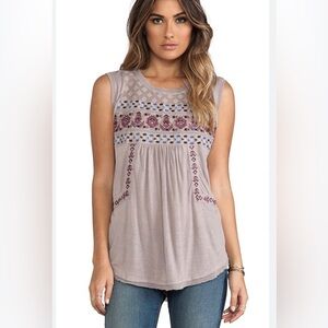 Free People Reckless Abandon Embroidered Top Size XS